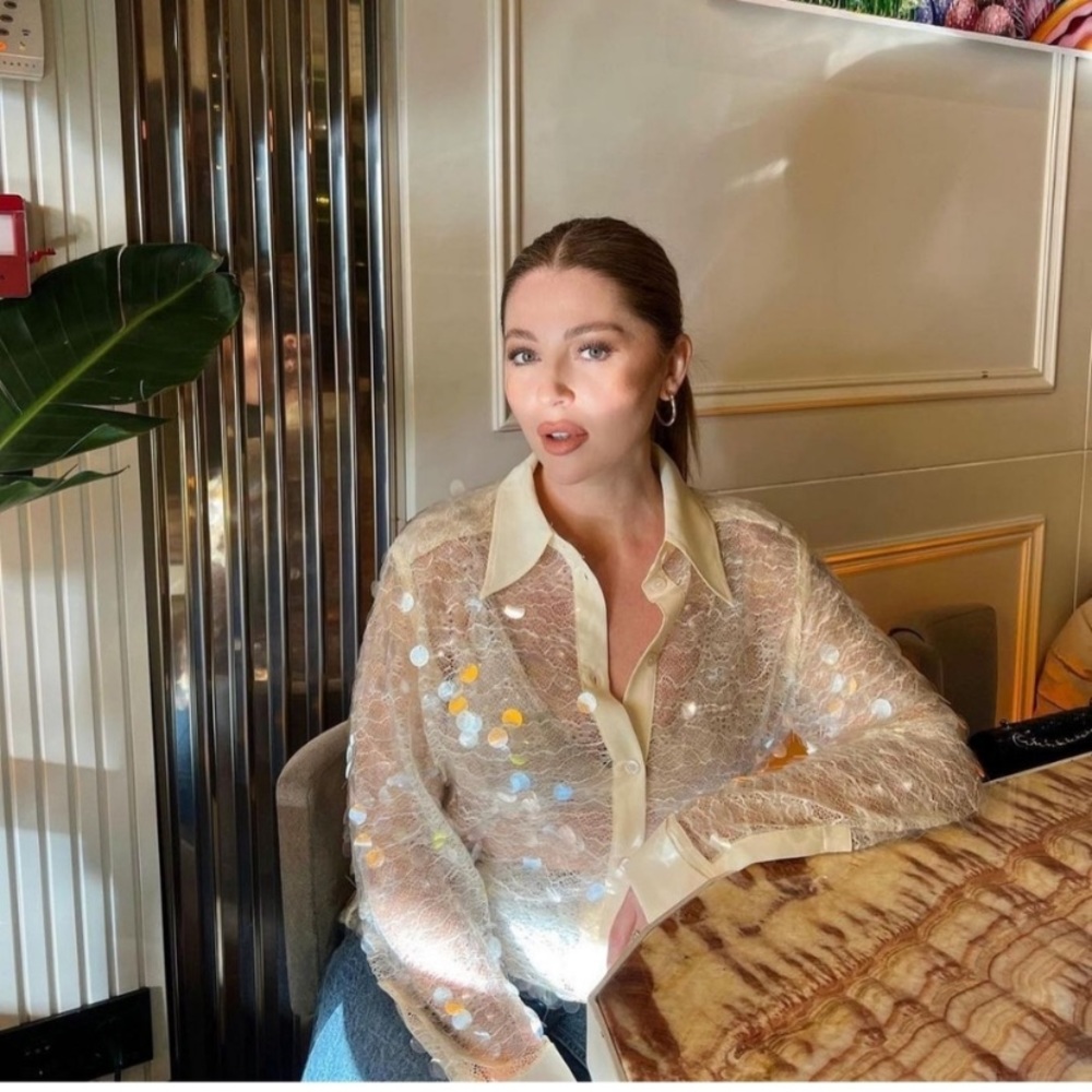 Zara semi sheer sequin top